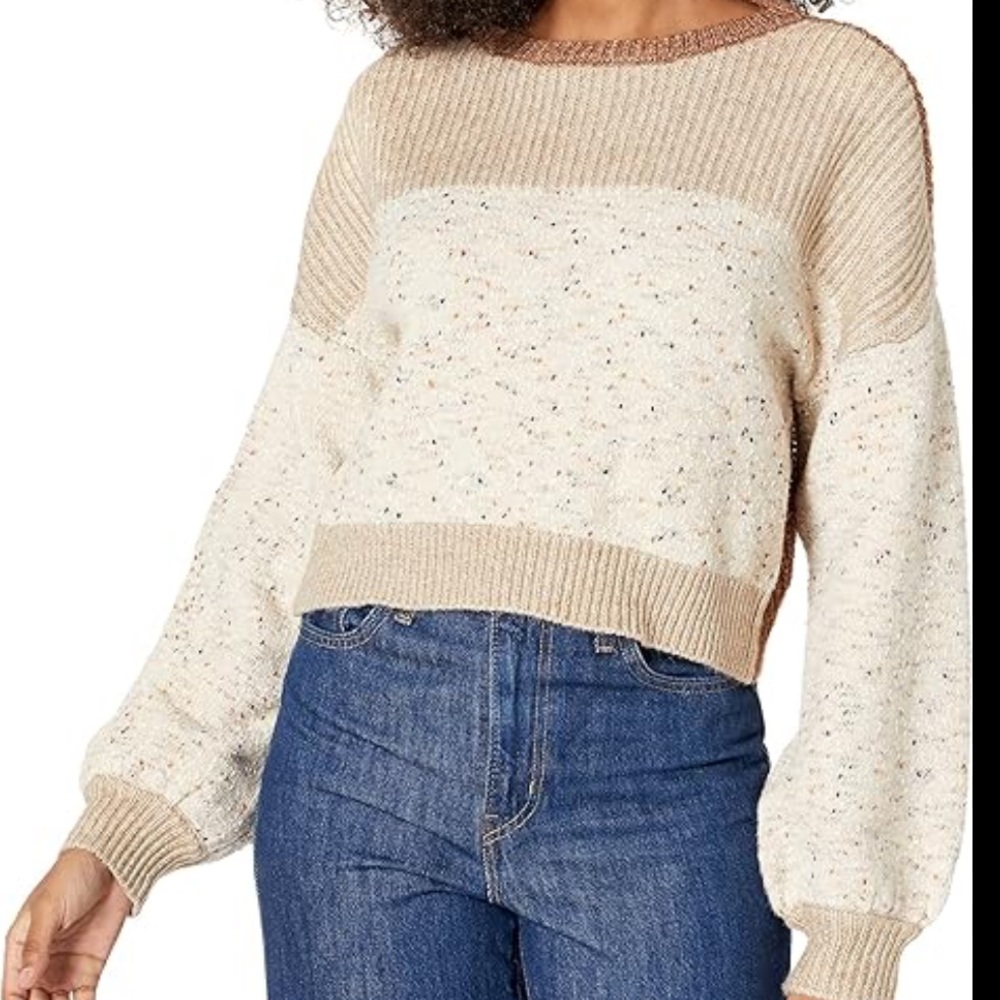STEVE MADDEN CROPPED KNIT COLORBLOCK SWEATER XS